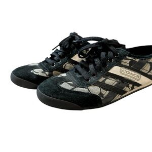 Coach Black and Cream Sneakers with Suede Base